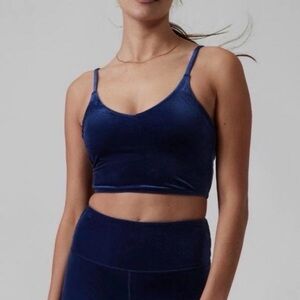 Athleta Velvet Crop Bralette - Navy Blue